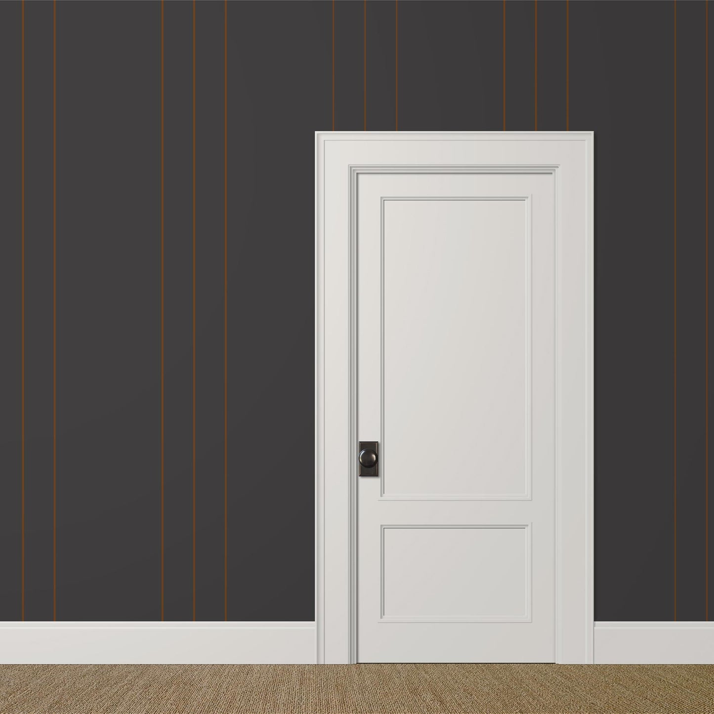 Large-Scale Black and Brown Pinstripe Wallpaper – Tahquitz Room View