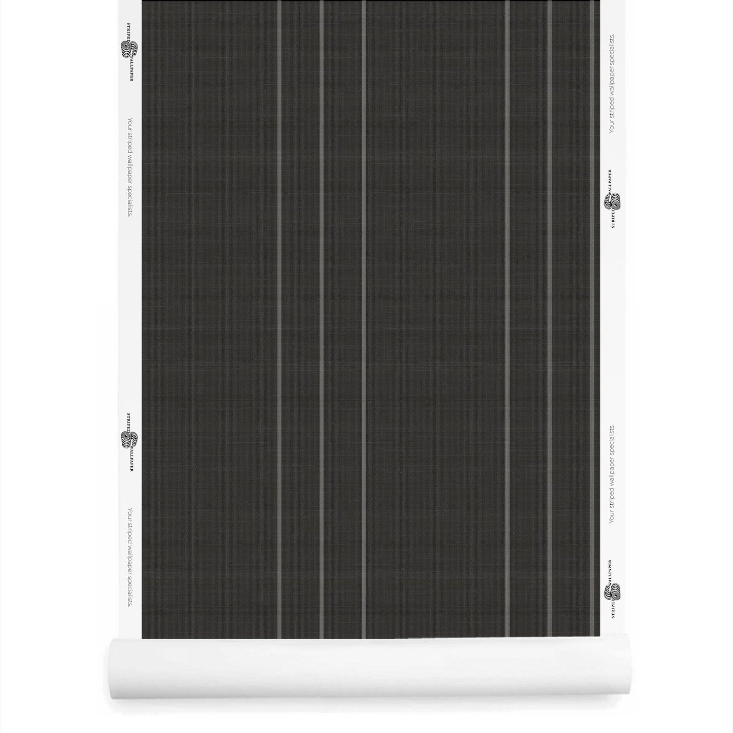 Black and grey pinstripe wallpaper roll with linen finish r– Arno