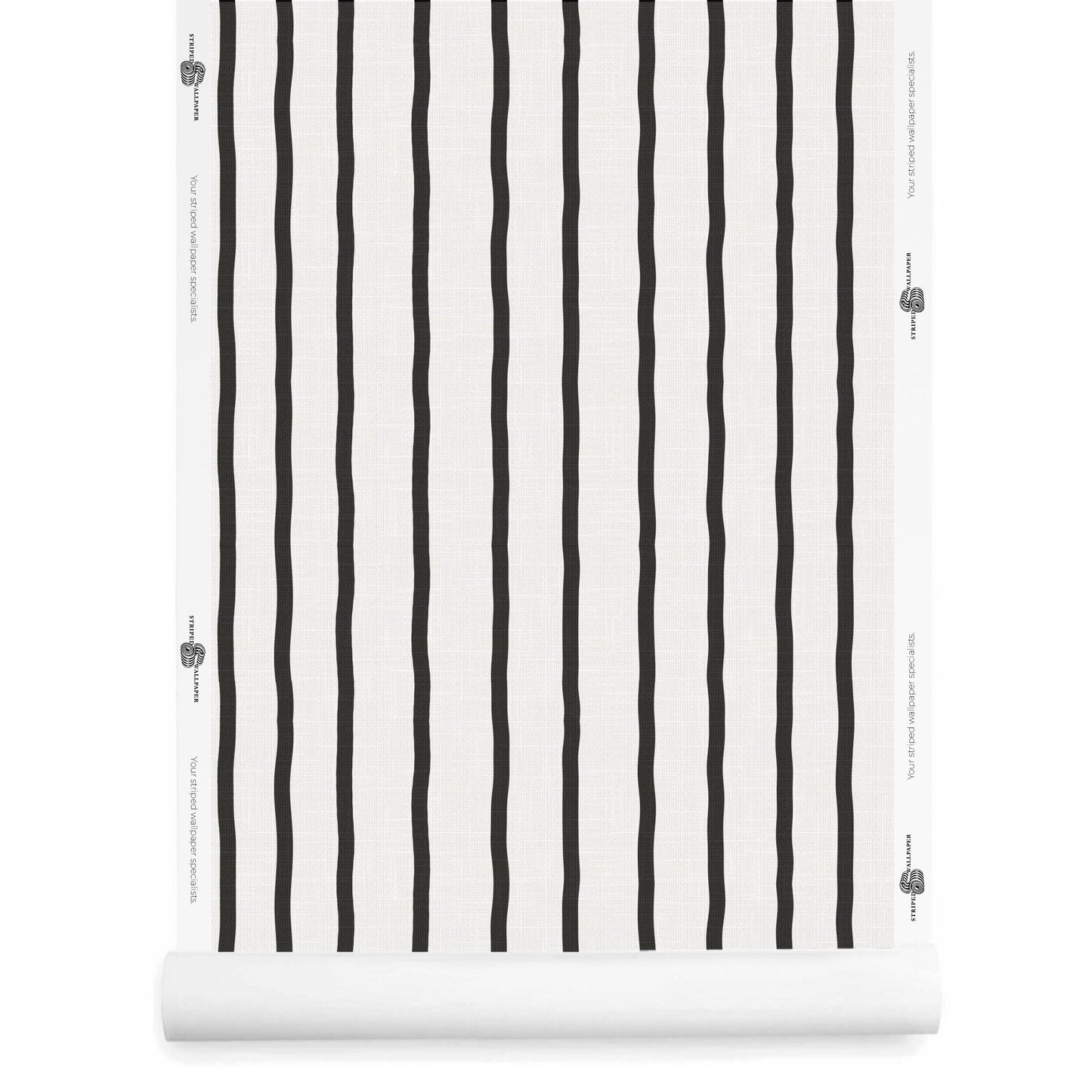 Black and white painted stripe wallpaper roll with linen finish – Earlham