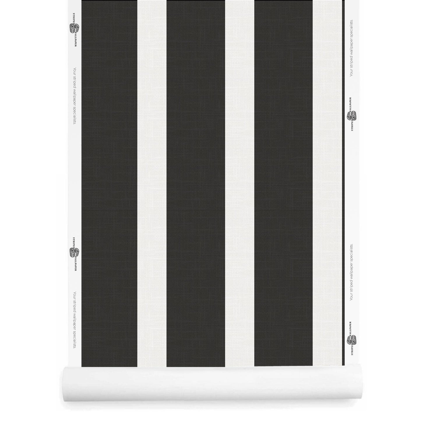 Black and White Wide Stripe Wallpaper Roll with Linen Finish Glenrose – Glenrose