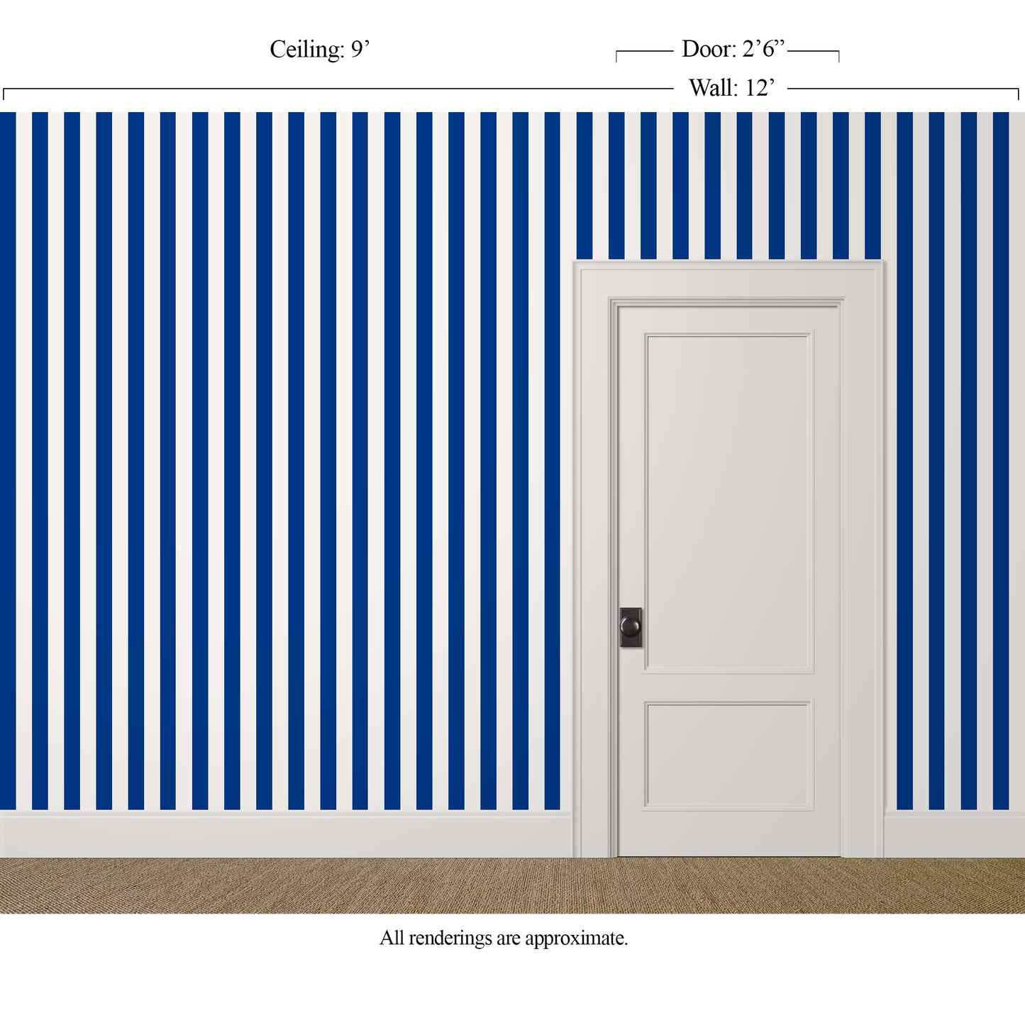 Cobalt blue striped wallpaper has a contemporary, art inspired feel