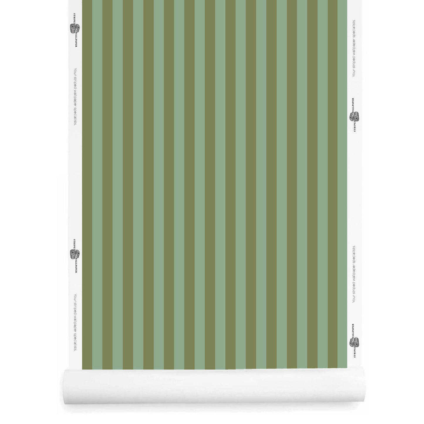 Green Parisian striped wallpaper roll – Laurice thin stripe pattern