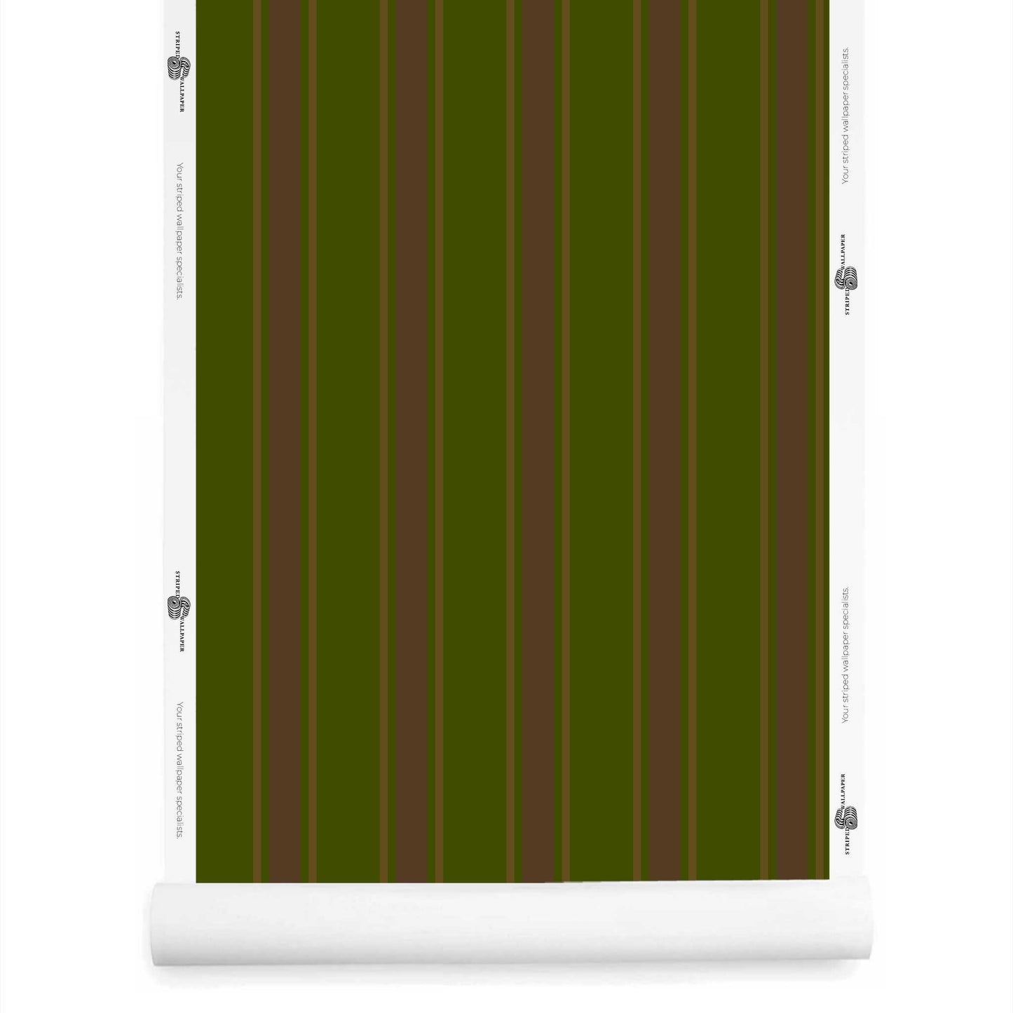 Roll of Green and Brown Striped Wallpaper – La Solana Canopy Mud Chocolate