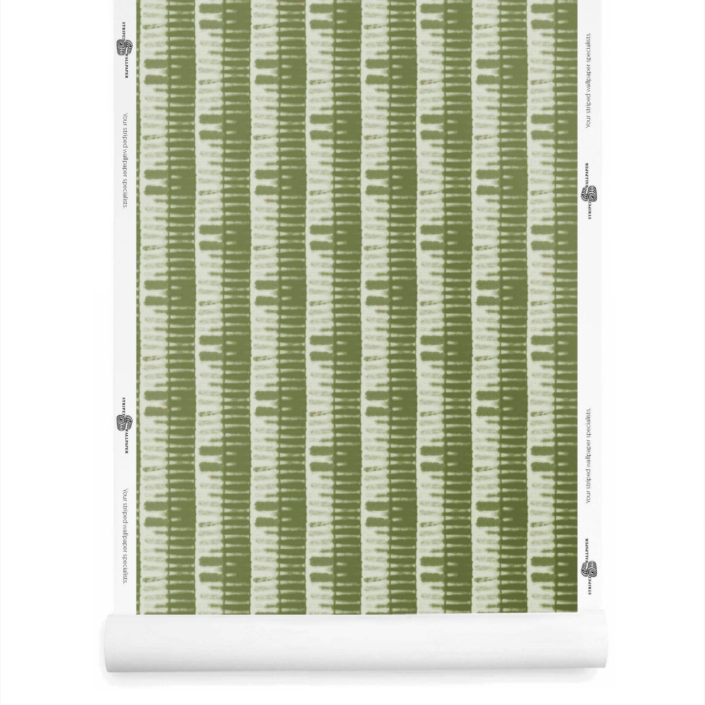 Olive Green shibori bamboo wallpaper roll with earthy hand-dyed texture