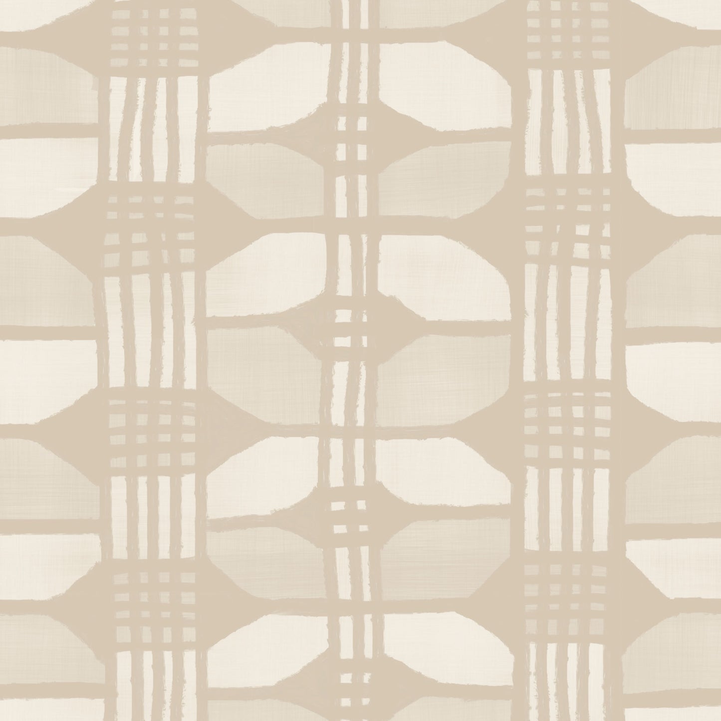 Minimalist basket weave wallpaper in plaster – artistic stripe design with tone-on-tone structure with natural beige and cream colors - a detail of the pattern
