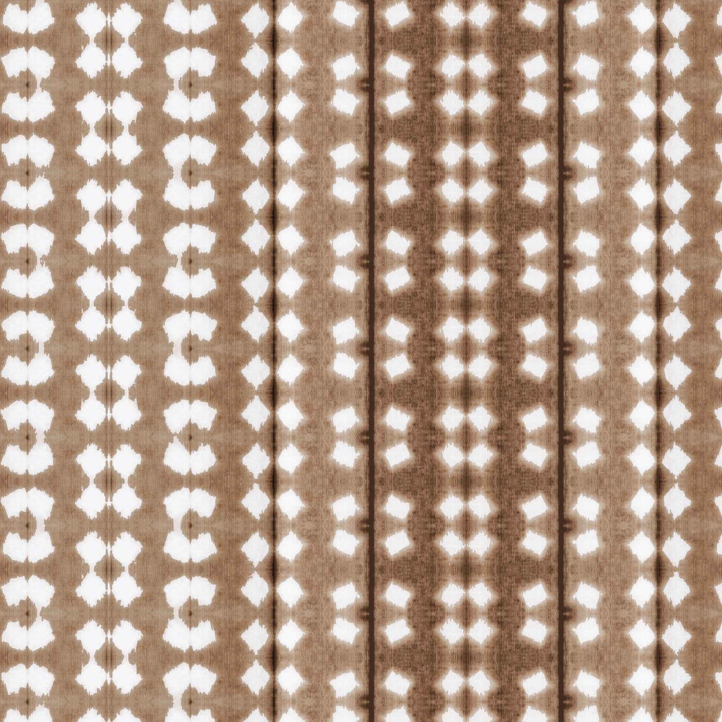 Ombre wallpaper with stripes in mocha brown, blending warm tonal layers with small-scale geometric motifs.
