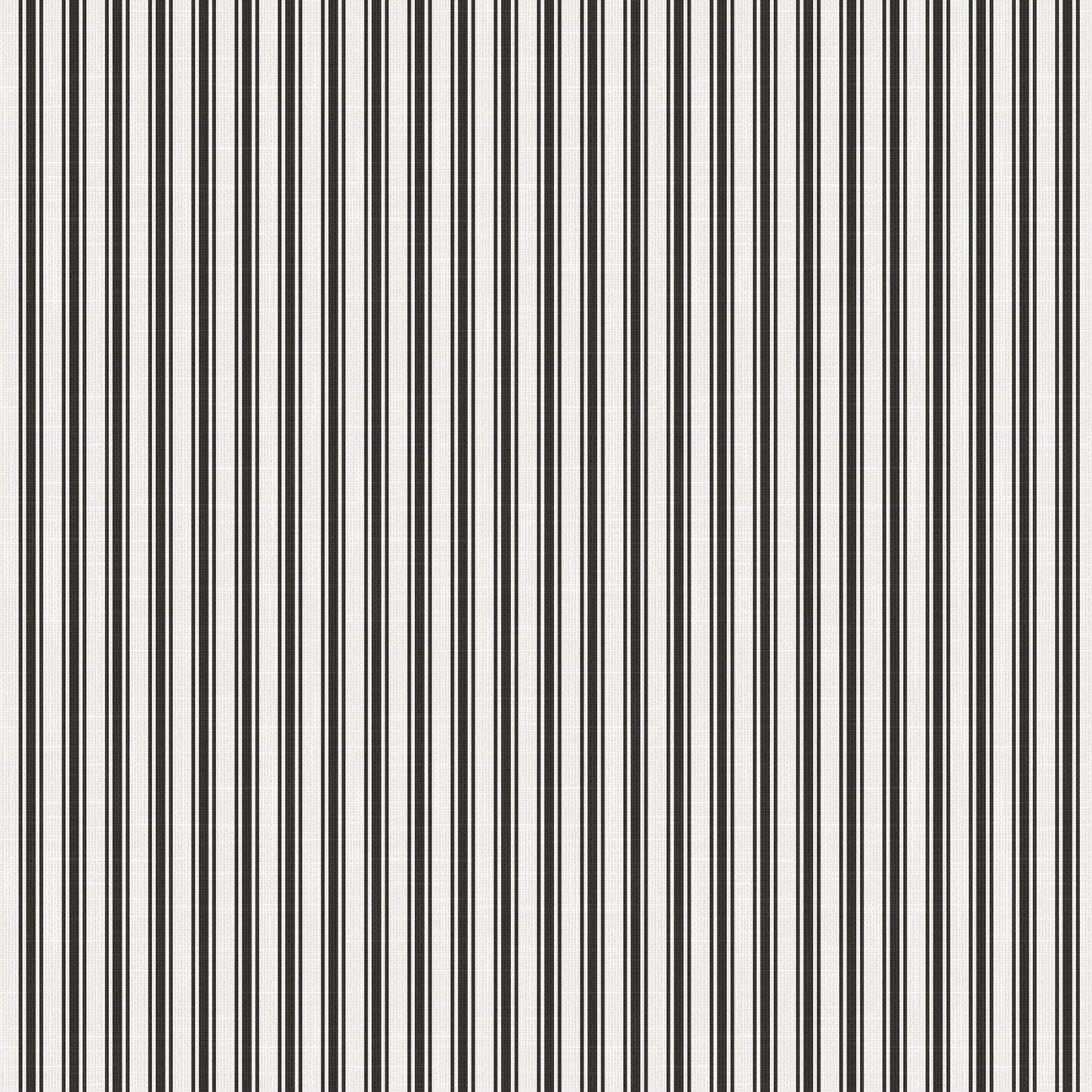 White and black French ticking stripe wallpaper pattern with linen finish – Meadowbrook