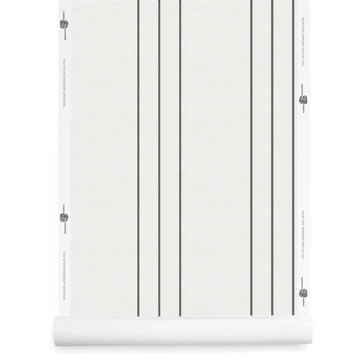 White and black pinstripe wallpaper roll with airy linen finish – Arno