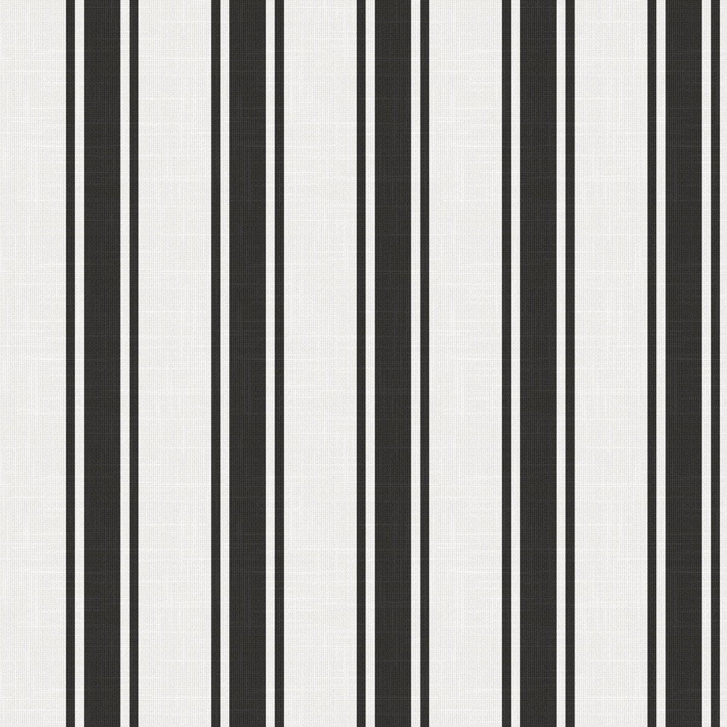 White and black preppy striped wallpaper pattern with linen finish – La Solana