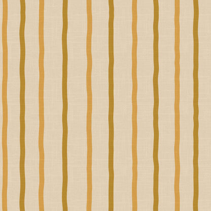 Earlham wallpaper pattern detail – amber stripes in String, Ingot, and Villa yellows on linen finish