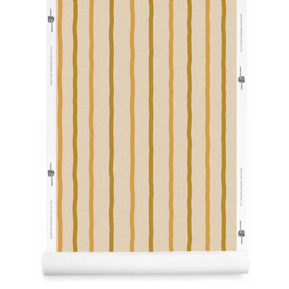 Amber Striped Wallpaper with Linen Finish – Earlham wallpaper roll