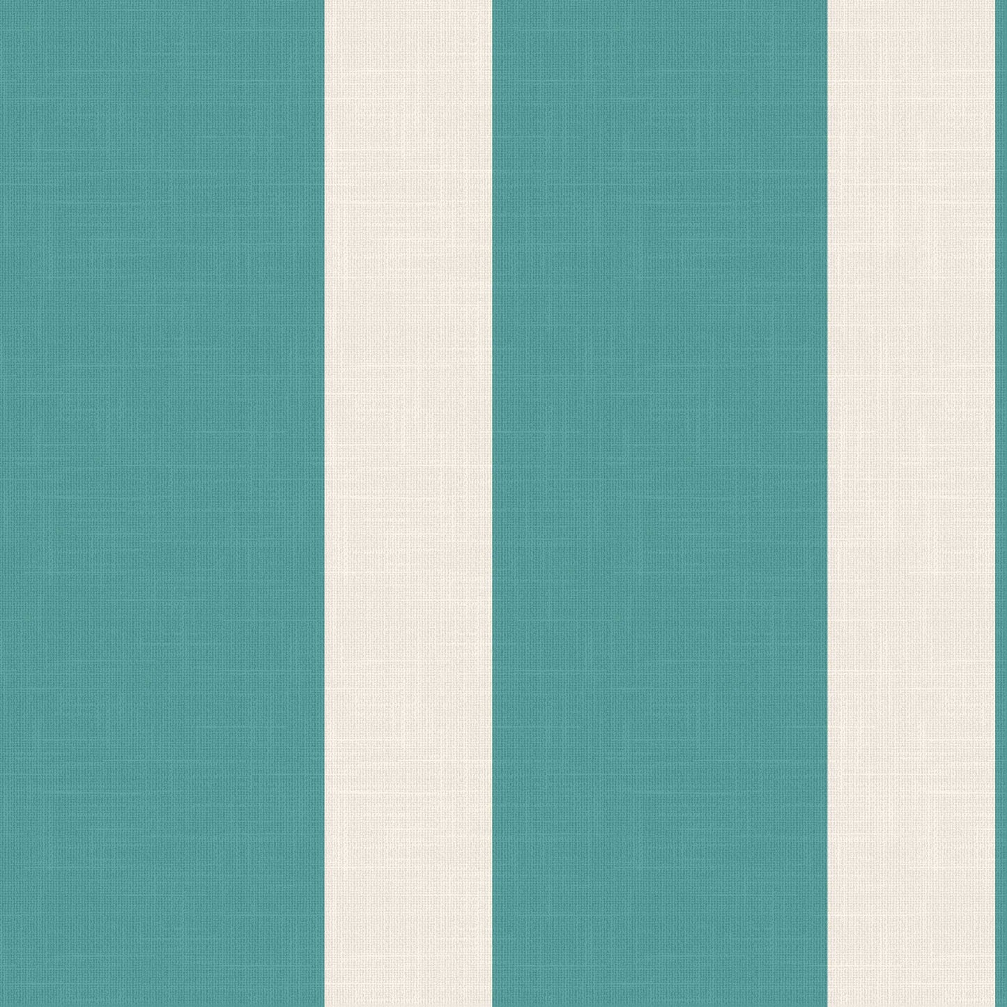 Marquette wallpaper pattern detail – saturated aqua and warm white vertical stripes on linen finish