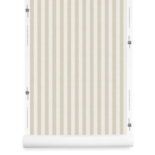 Beige and cream striped wallpaper with linen finish roll – Laurice