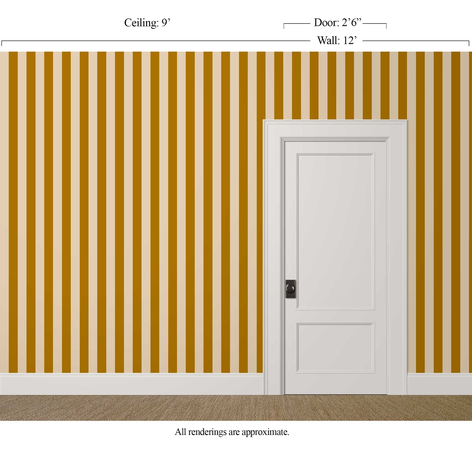 Alegre wallpaper detail – beige and gold stripes on smooth matte surface