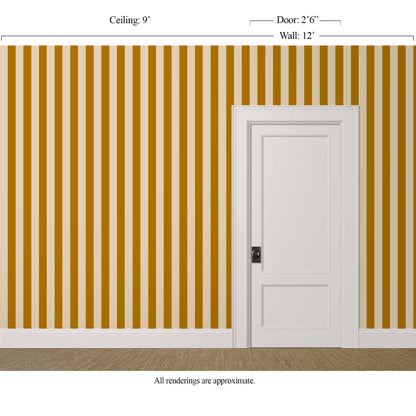 Alegre wallpaper detail – beige and gold stripes on smooth matte surface