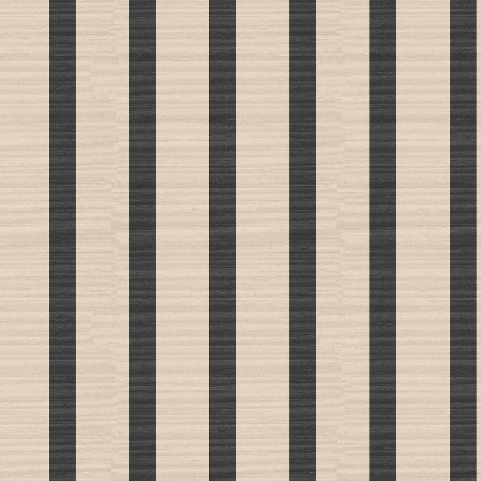 Morslay wallpaper pattern in pitch black and plaster beige stripes with silk finish