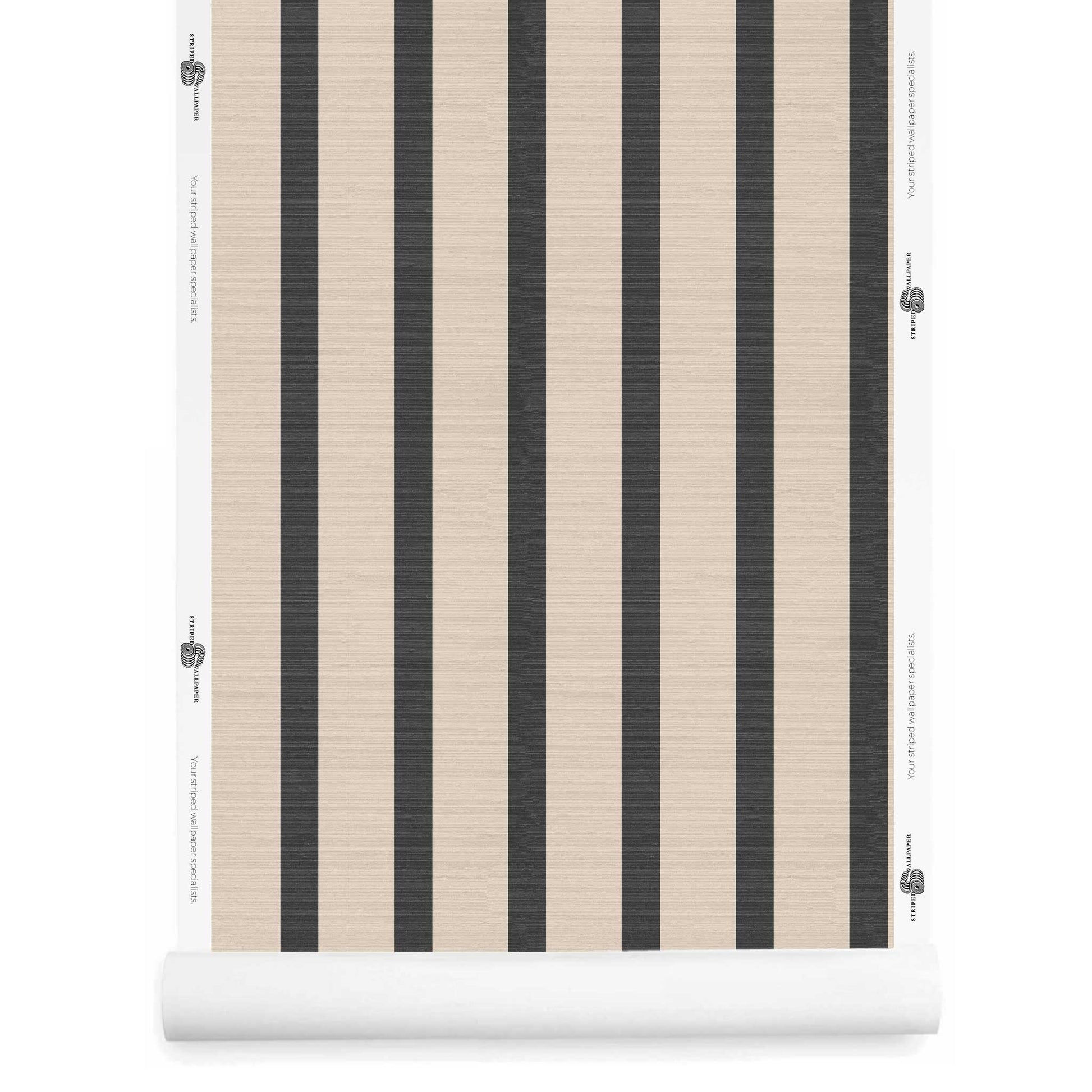 Black and beige striped wallpaper with silk finish roll – Morslay