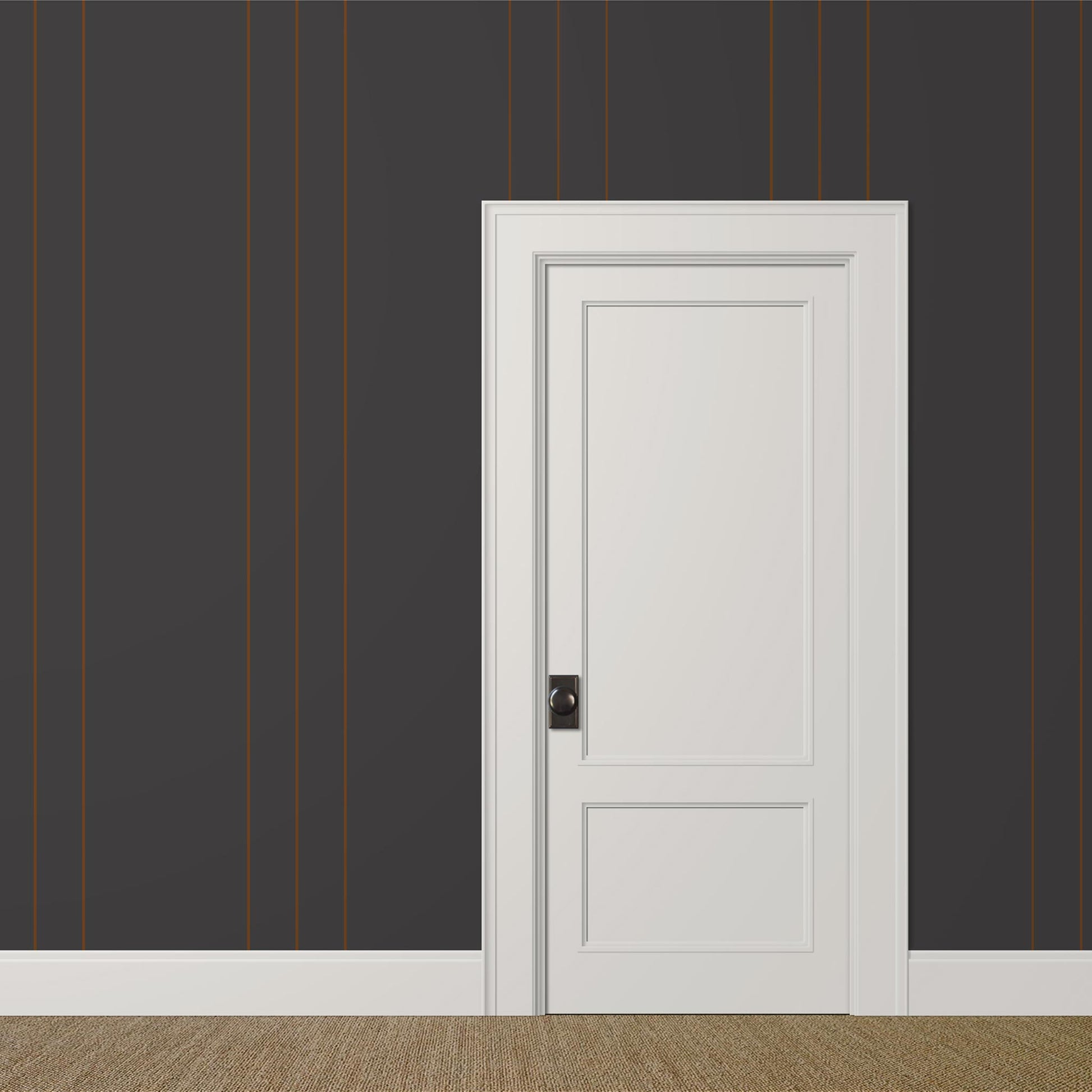 Large-Scale Black and Brown Pinstripe Wallpaper – Tahquitz Room View