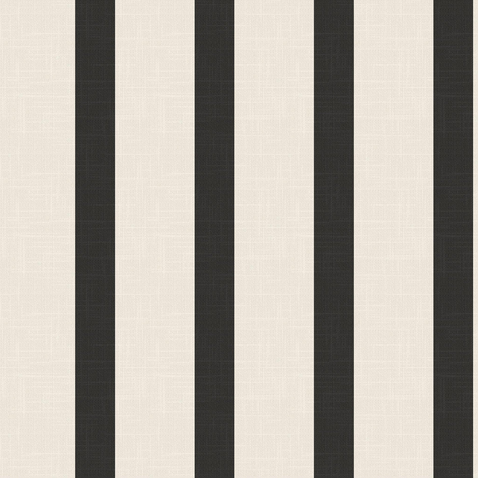 Close-up of Black and Cream Striped Wallpaper with Linen Finish – Seahorn pattern detail