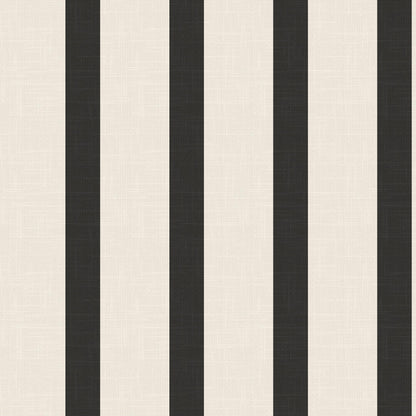 Close-up of Black and Cream Striped Wallpaper with Linen Finish – Seahorn pattern detail