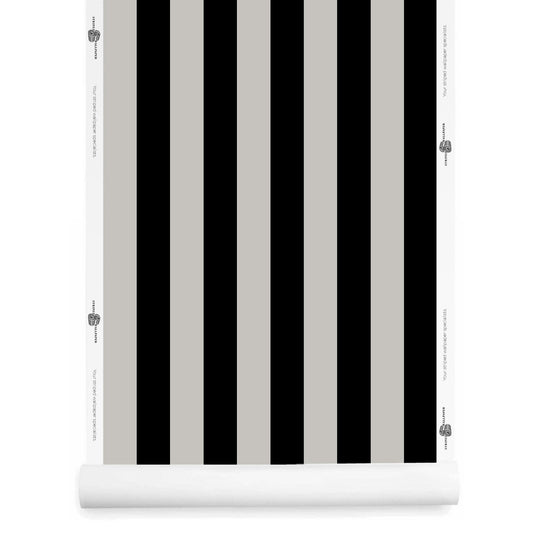 Black and grey cabana striped wallpaper roll – Alegre