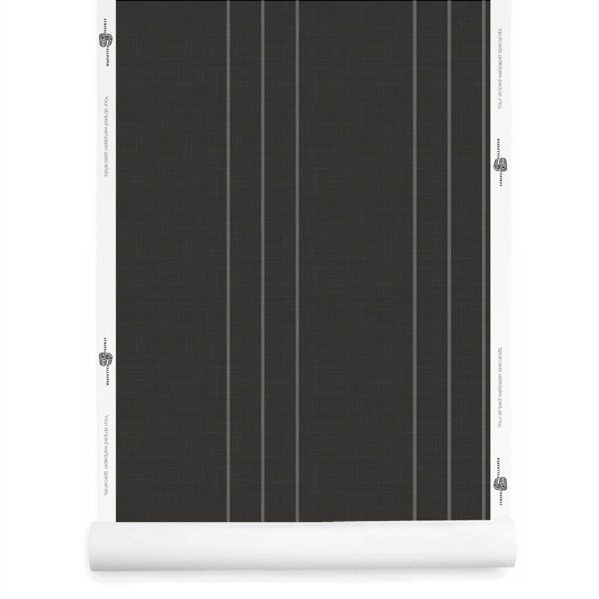 Black and grey pinstripe wallpaper roll with linen finish r– Arno