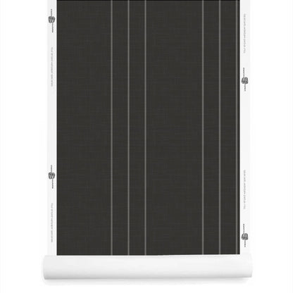Black and grey pinstripe wallpaper roll with linen finish r– Arno