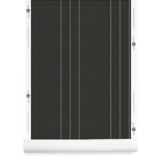 Black and grey pinstripe wallpaper roll with linen finish r– Arno