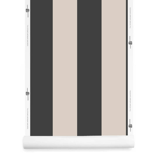 Black and off white awning stripe wallpaper roll – Emerson