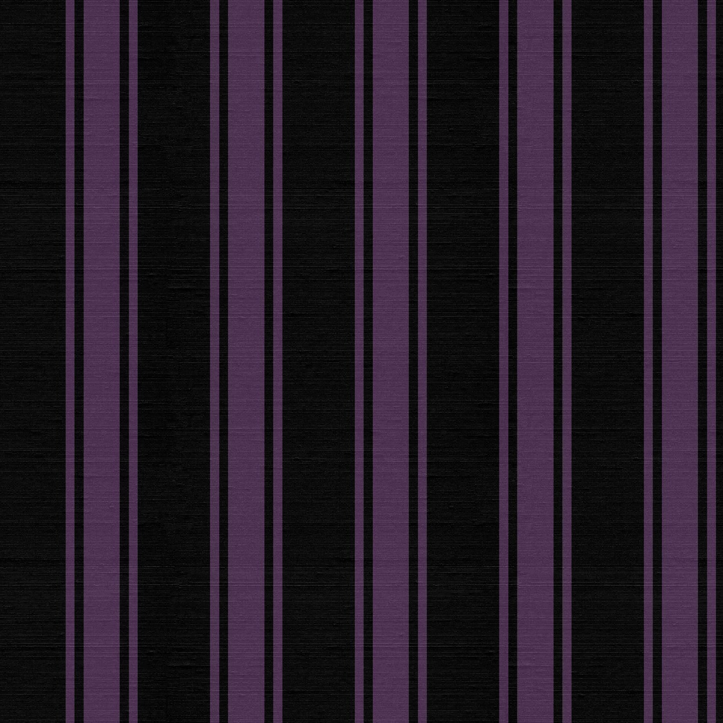 La Solana wallpaper detail – aubergine purple and black stripes with subtle silk finish
