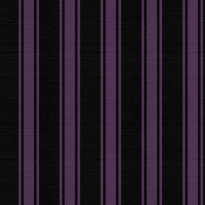 La Solana wallpaper detail – aubergine purple and black stripes with subtle silk finish
