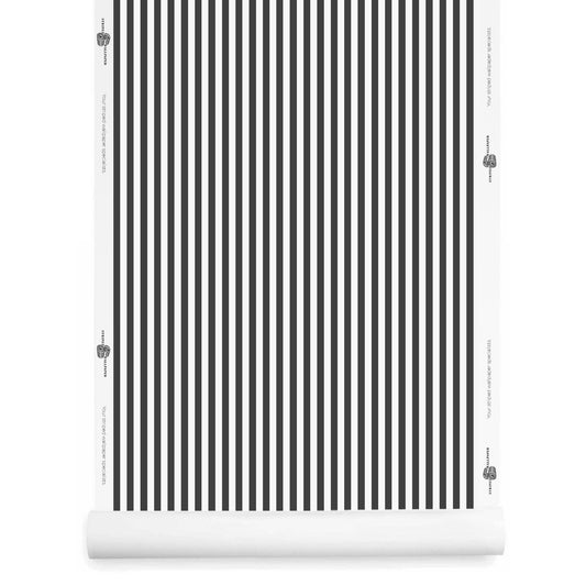 Black and White Narrow Striped Wallpaper roll – Marengo
