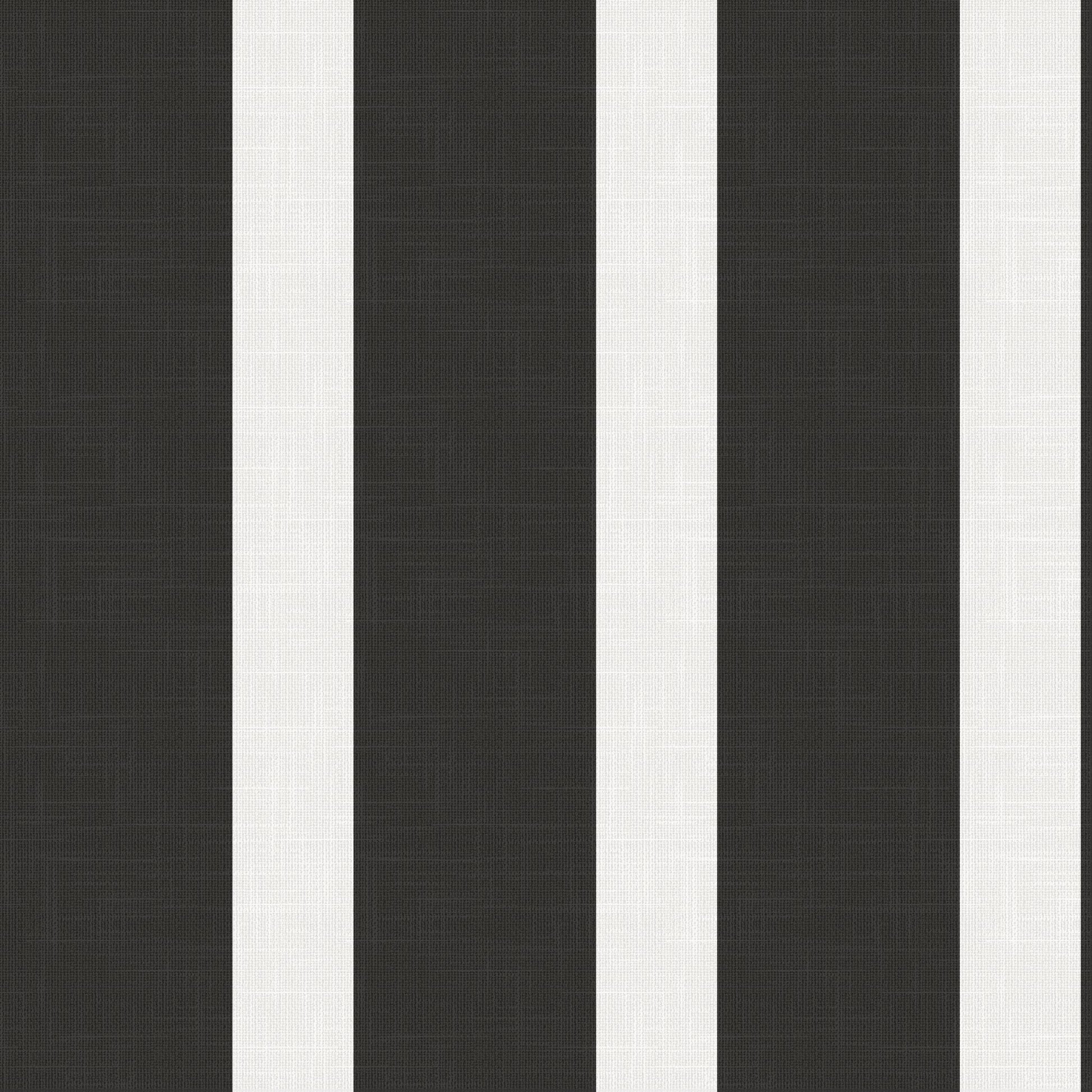 Glenrose wallpaper detail – Midnight black and Paper white stripes on subtle linen texture