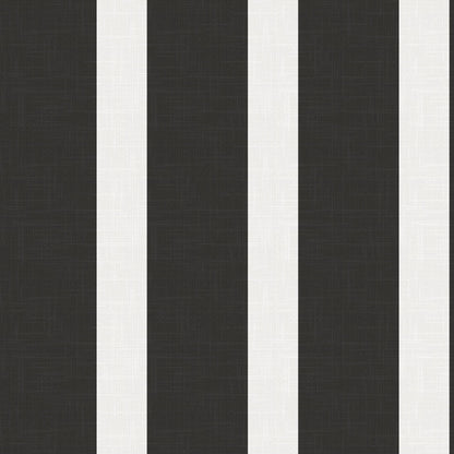 Glenrose wallpaper detail – Midnight black and Paper white stripes on subtle linen texture