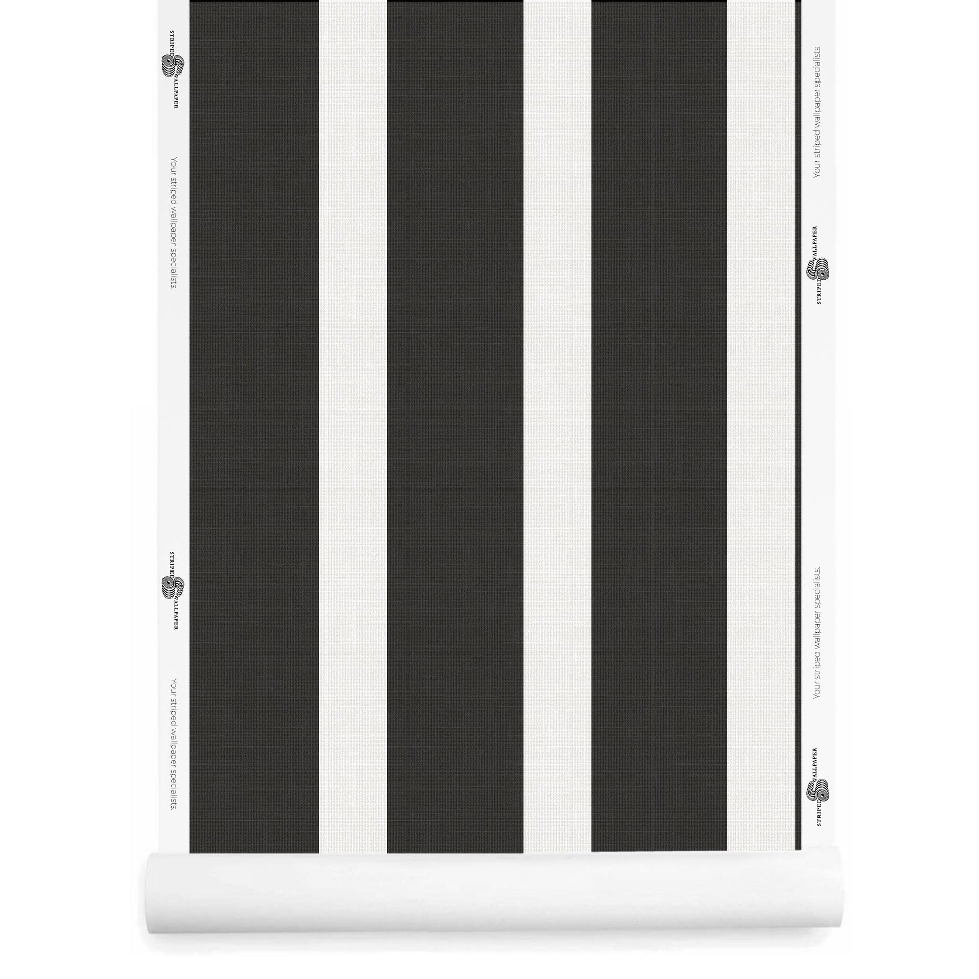 Black and White Wide Stripe Wallpaper Roll with Linen Finish Glenrose – Glenrose