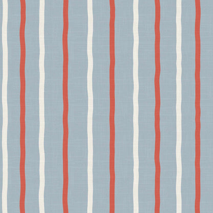 Earlham Seaview Bright Brick Ivory stripe wallpaper detail showing wavy vertical lines and linen texture