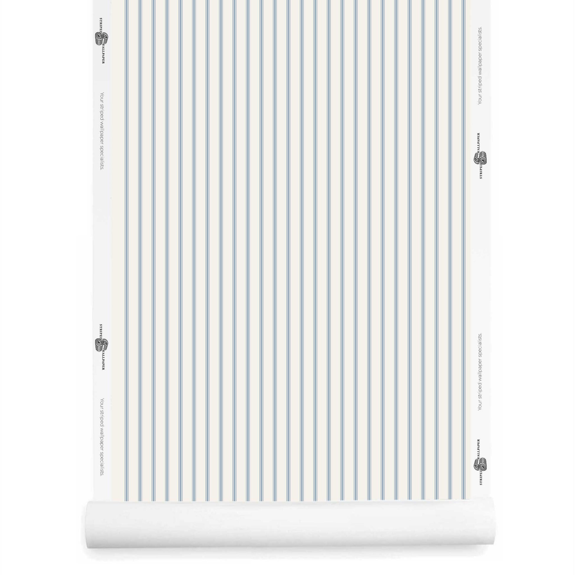 light blue and white ticking stripe wallpaper roll – Seaview and Soft Cream