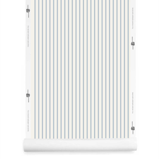 light blue and white ticking stripe wallpaper roll – Seaview and Soft Cream