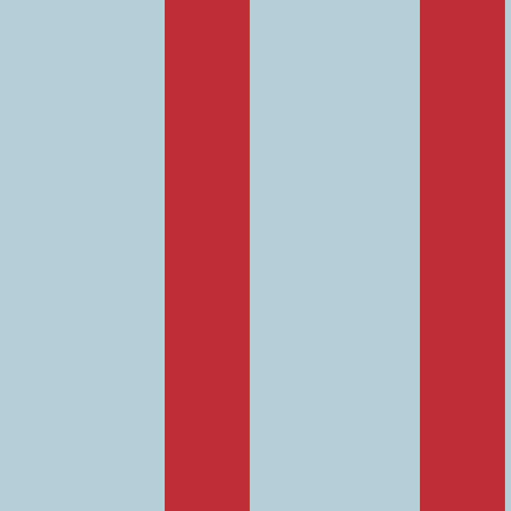 Marquette blue and red wide stripe wallpaper pattern with uneven vertical stripes