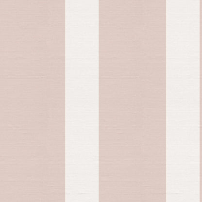 wide blush and ivory striped wallpaper pattern with silk finish close up