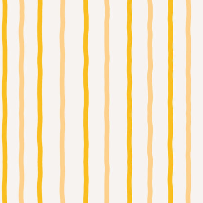 Earlham wallpaper detail – bright yellow stripes in ivory, lemon drop, and saffron on smooth matte paper