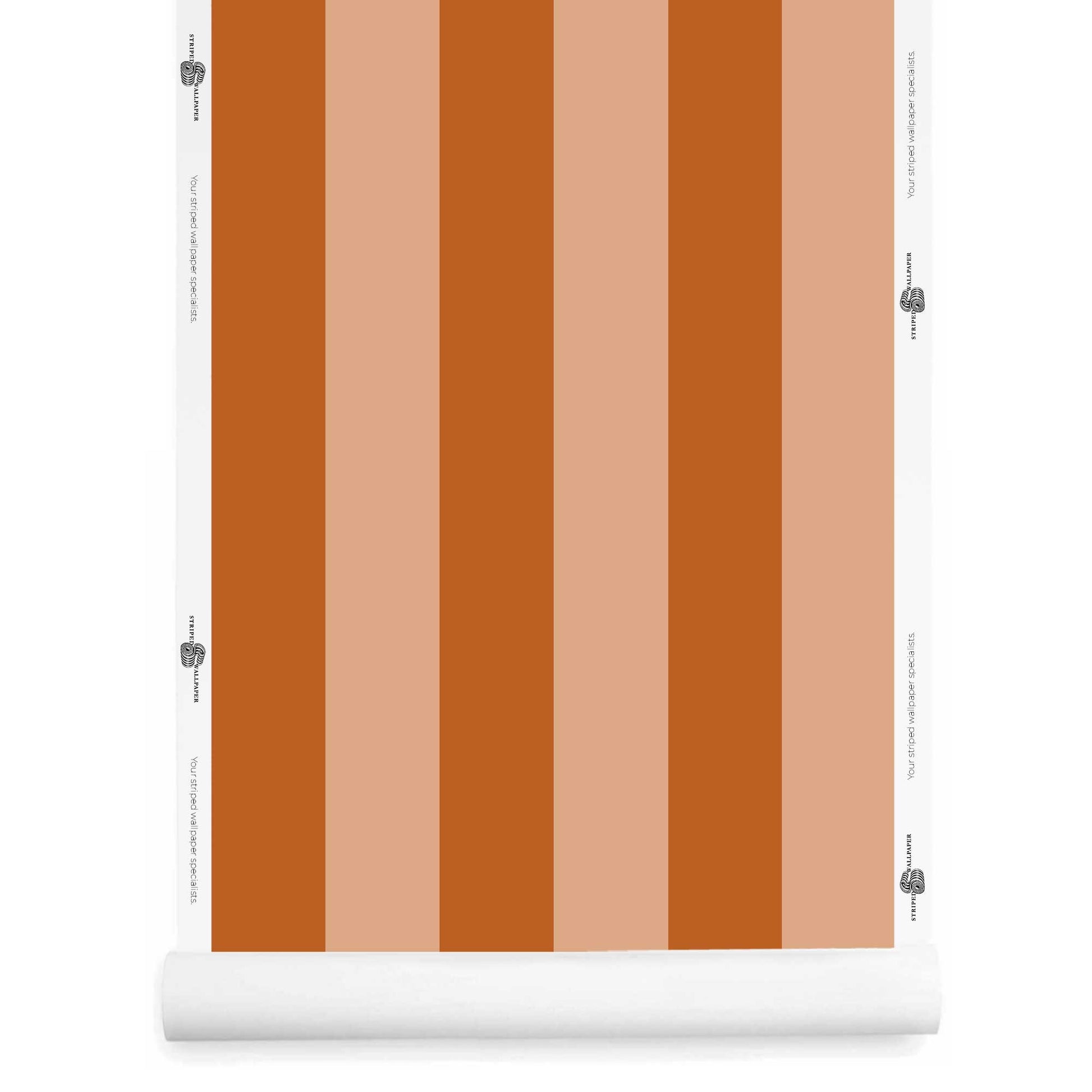 Burnt Orange Striped Wallpaper wallpaper roll - Grandeur