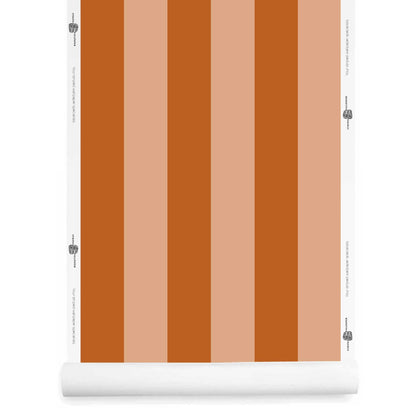 Burnt Orange Striped Wallpaper wallpaper roll - Grandeur