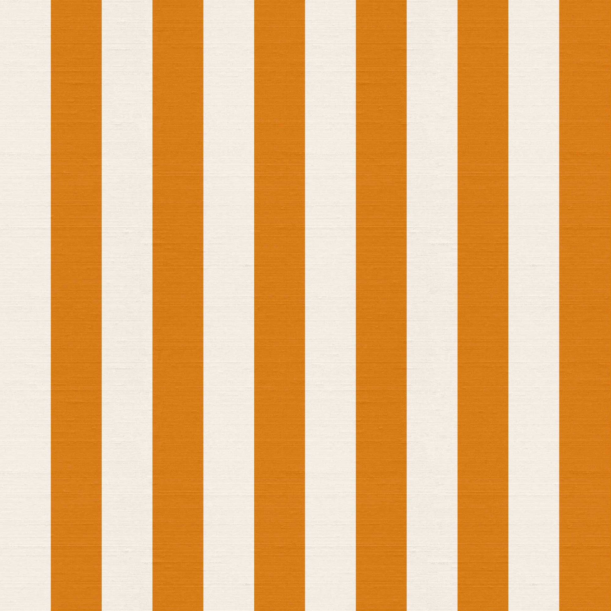 Athens wallpaper pattern detail – mineral orange stripe and warm white ground with silk finish