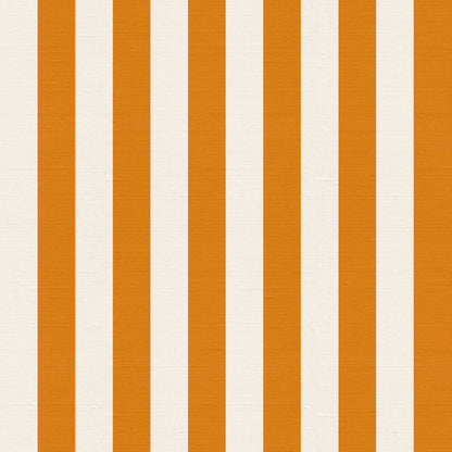 Athens wallpaper pattern detail – mineral orange stripe and warm white ground with silk finish