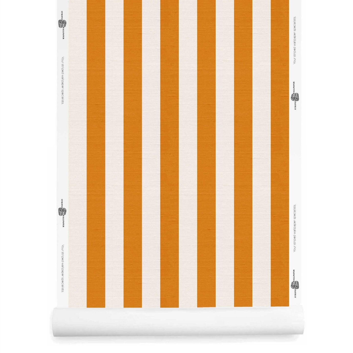 Orange and white striped wallpaper roll with silk finish – Athens