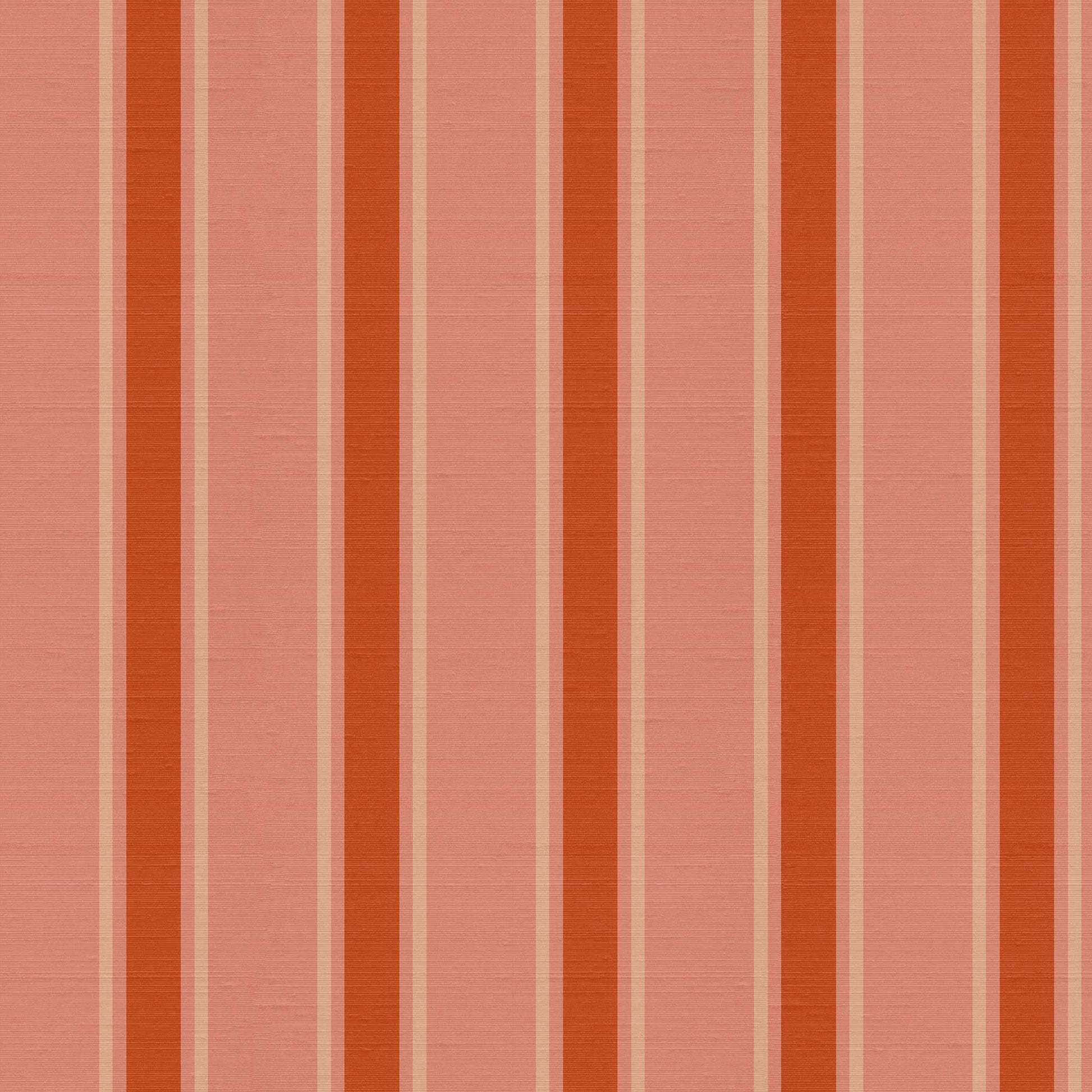 La Solana wallpaper pattern detail – Sun Shadow Persimmon Drab stripes on soft silk finish