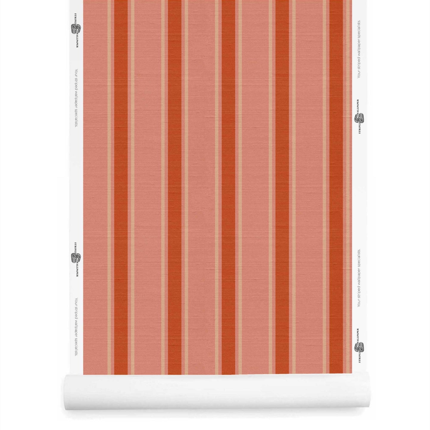 Coral striped wallpaper roll with silk finish roll – La Solana