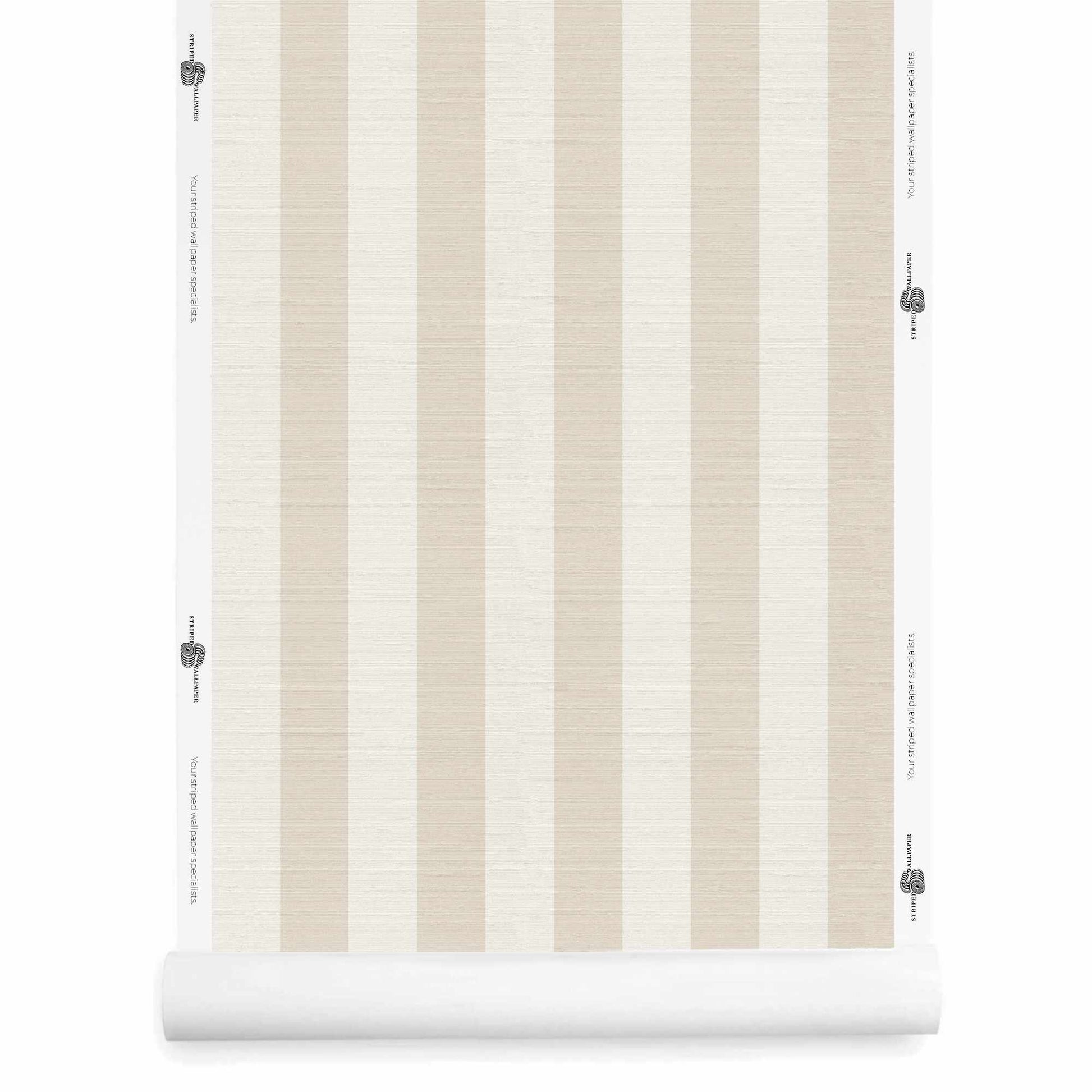 Cream and White Striped Wallpaper roll – Alegre Soft Cream Silt
