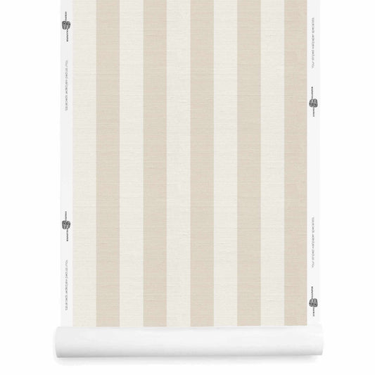 Cream and White Striped Wallpaper roll – Alegre Soft Cream Silt